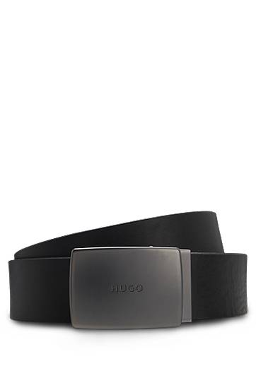 Bælter BOSS HUGO Leather Belt with Plaque Buckle Sort | 50553993, 0