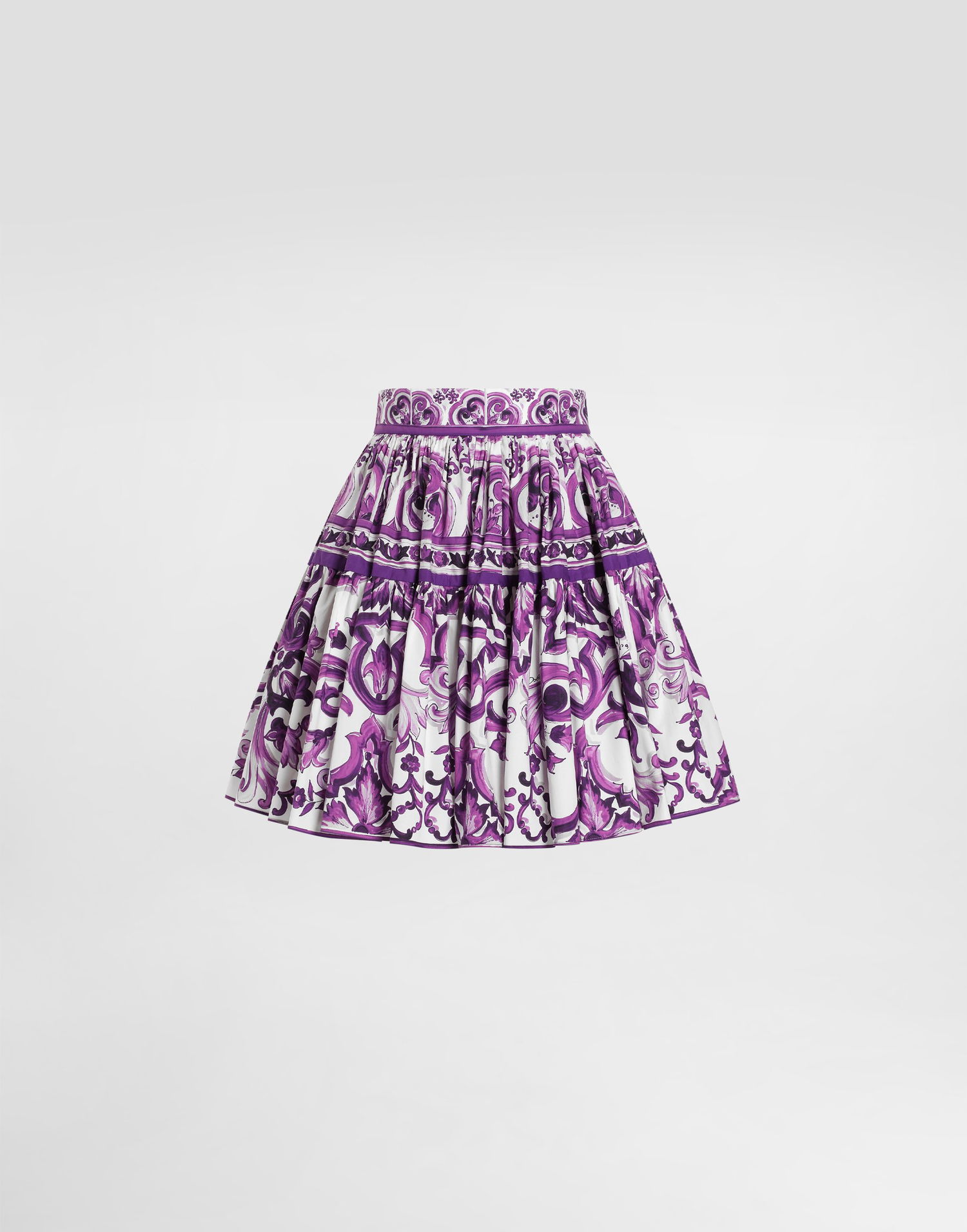 Nederdel Dolce & Gabbana Dolce & Gabbana Majolica Print Poplin Short Skirt Lilla | F4CB1THH5EQI23TN, 0