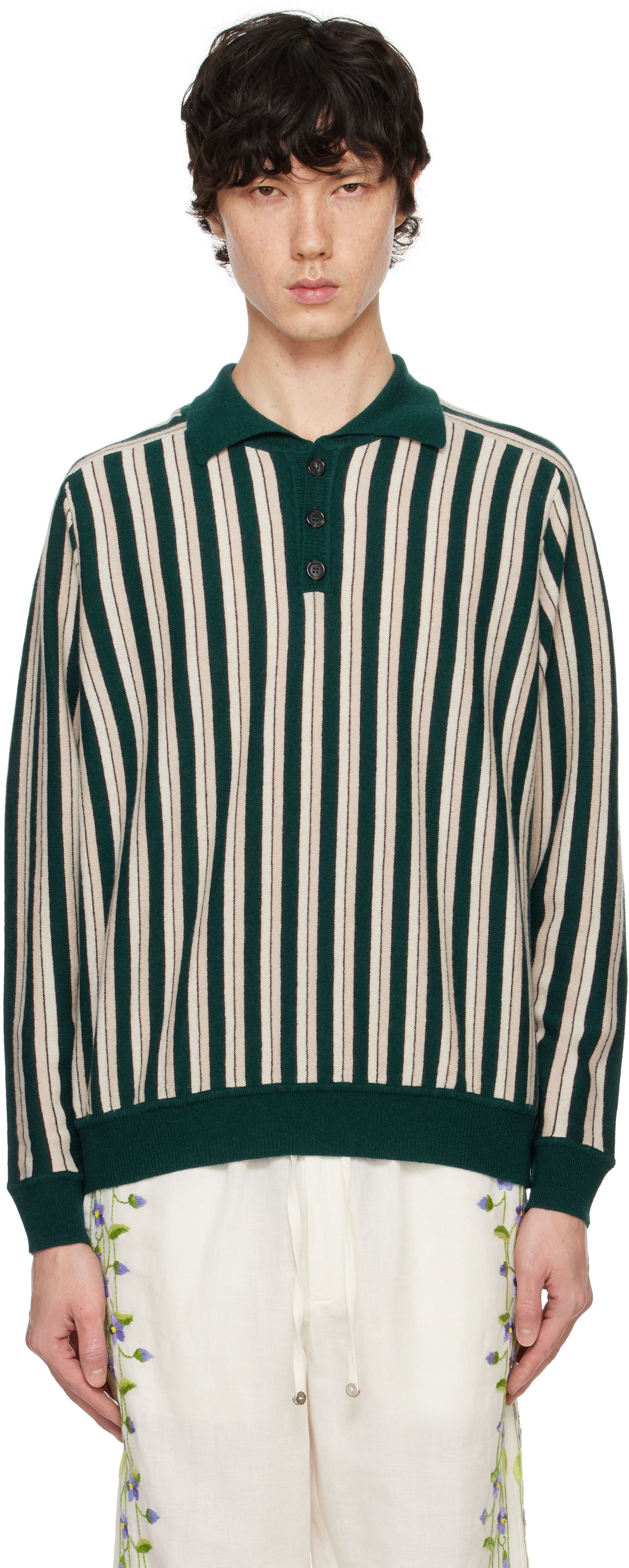 Sweater Bode Bode Hogan Stripe Polo Grøn | MRF24KT006, 0