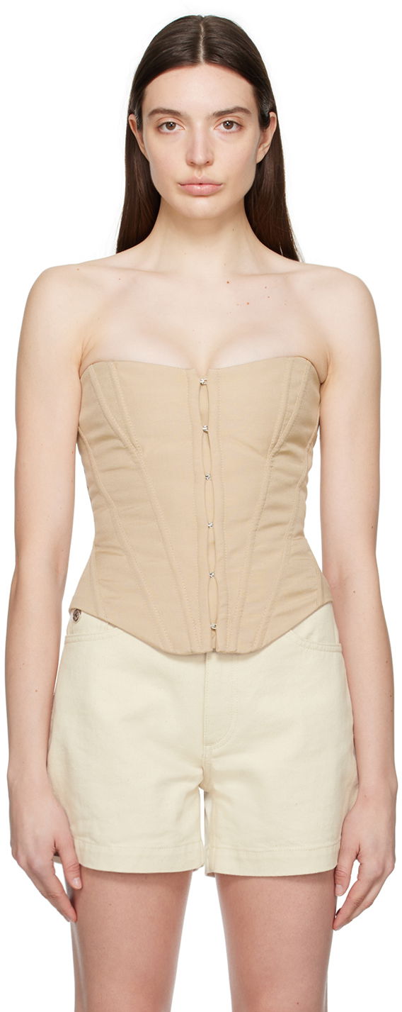 Bh Stella McCartney Stella McCartney Lace-Up Corset Top Beige | 6T01683DU701