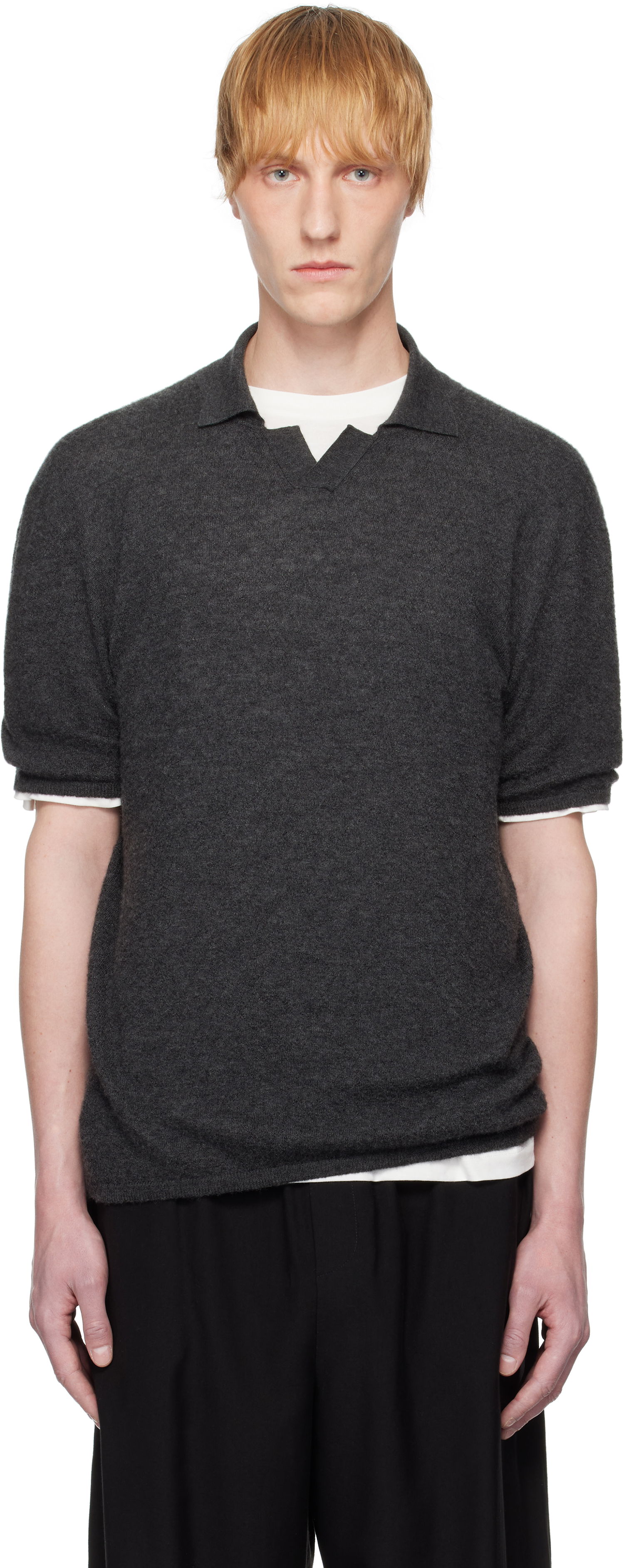 Sweater The Row The Row Isao Knit Polo Grå | 947-Y498, 0