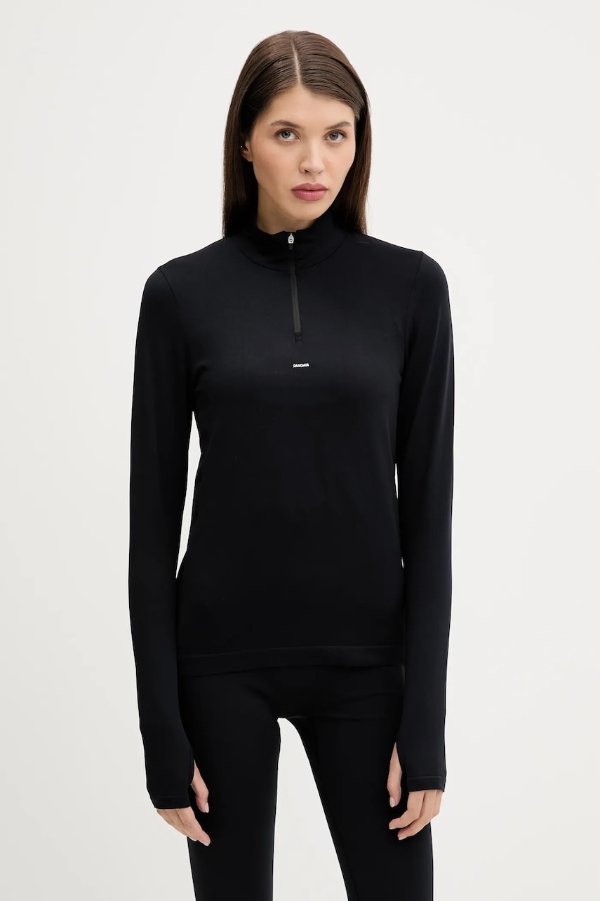 T-shirt PANGAIA Pangaia Plant-Stretch Zipped Long Sleeve Top Sort | 10002426, 0