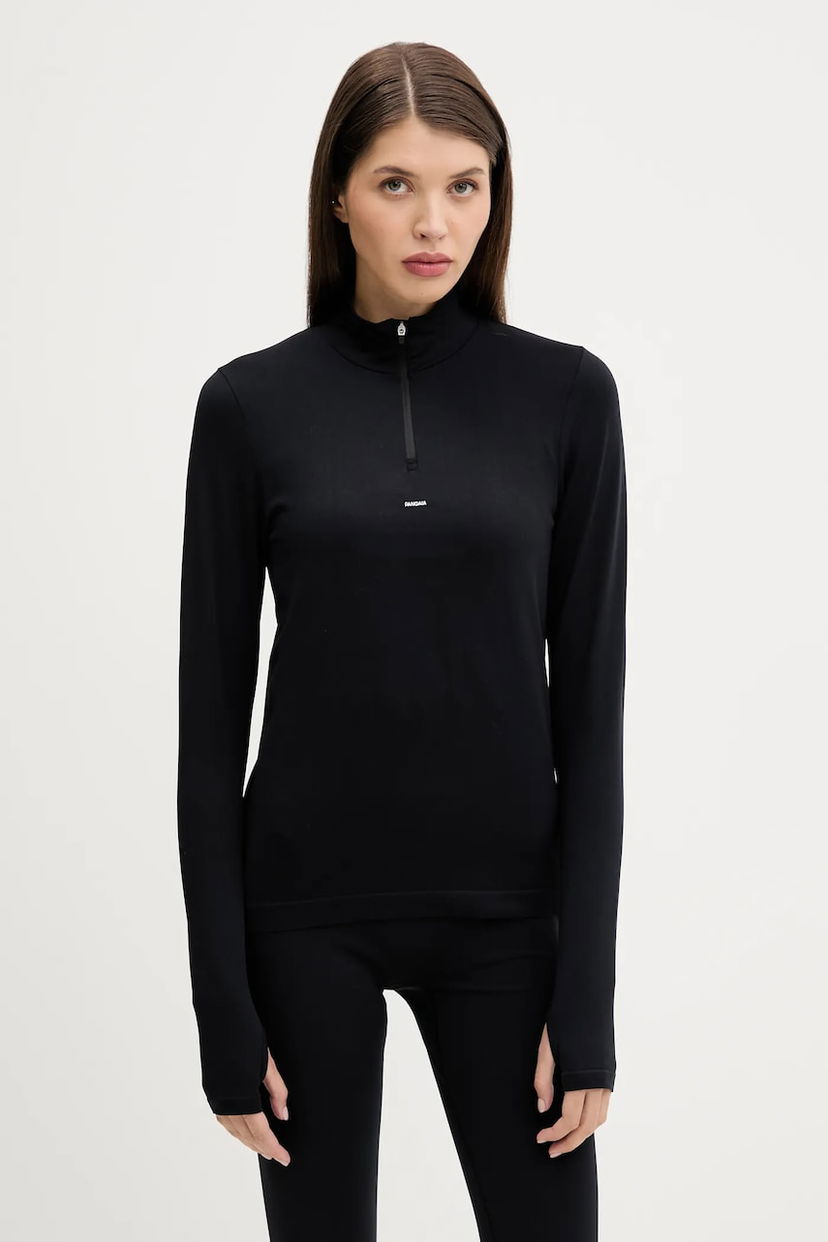 T-shirt PANGAIA Pangaia Plant-Stretch Zipped Long Sleeve Top Sort | 10002426