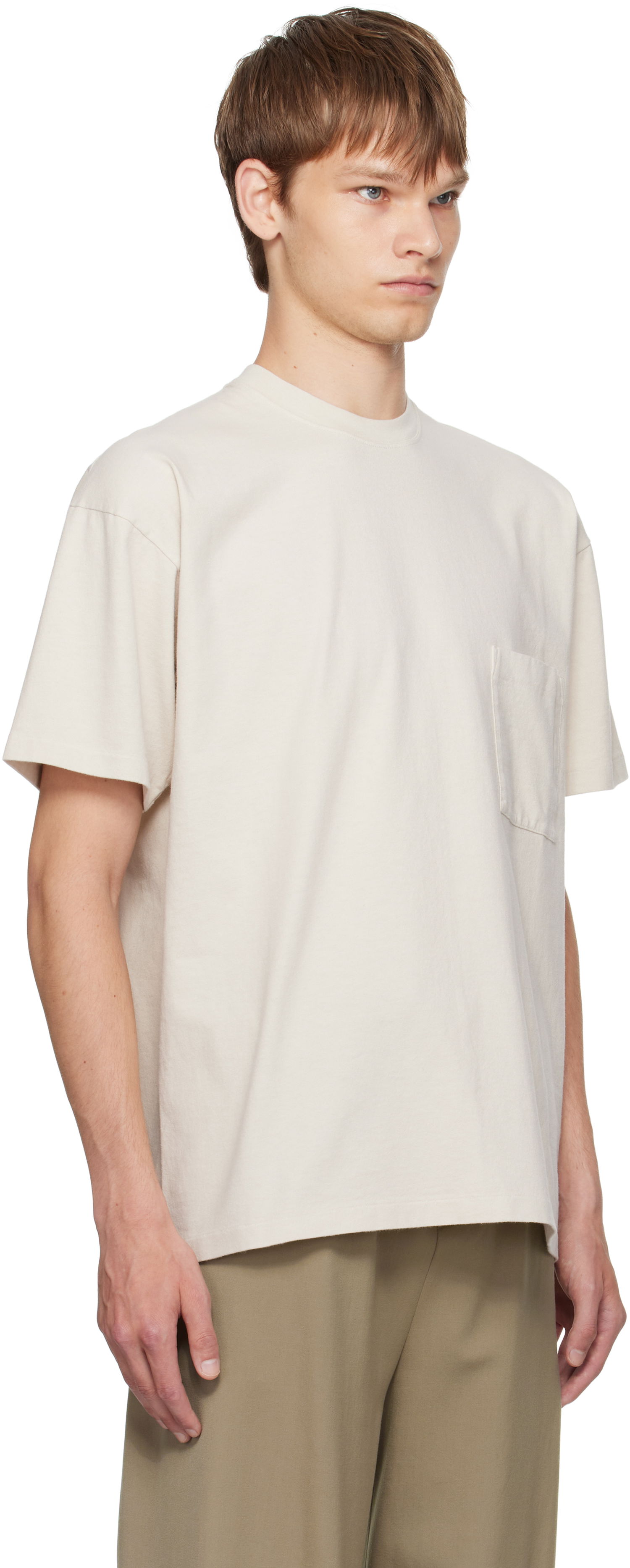 T-shirt The Row The Row Niels Pocket T-Shirt Beige | 1112-K526, 1