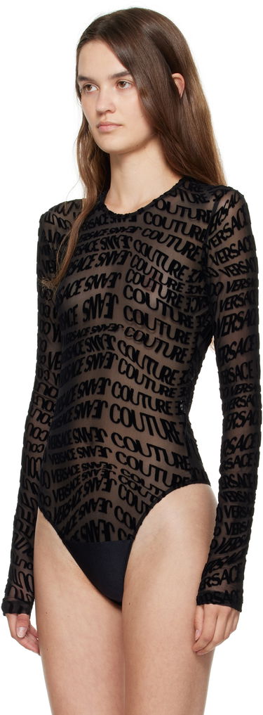 Krop Versace Versace Jeans Couture Tulle Flock Liquify Bodysuit Sort | E79HAM221_EJS490, 3