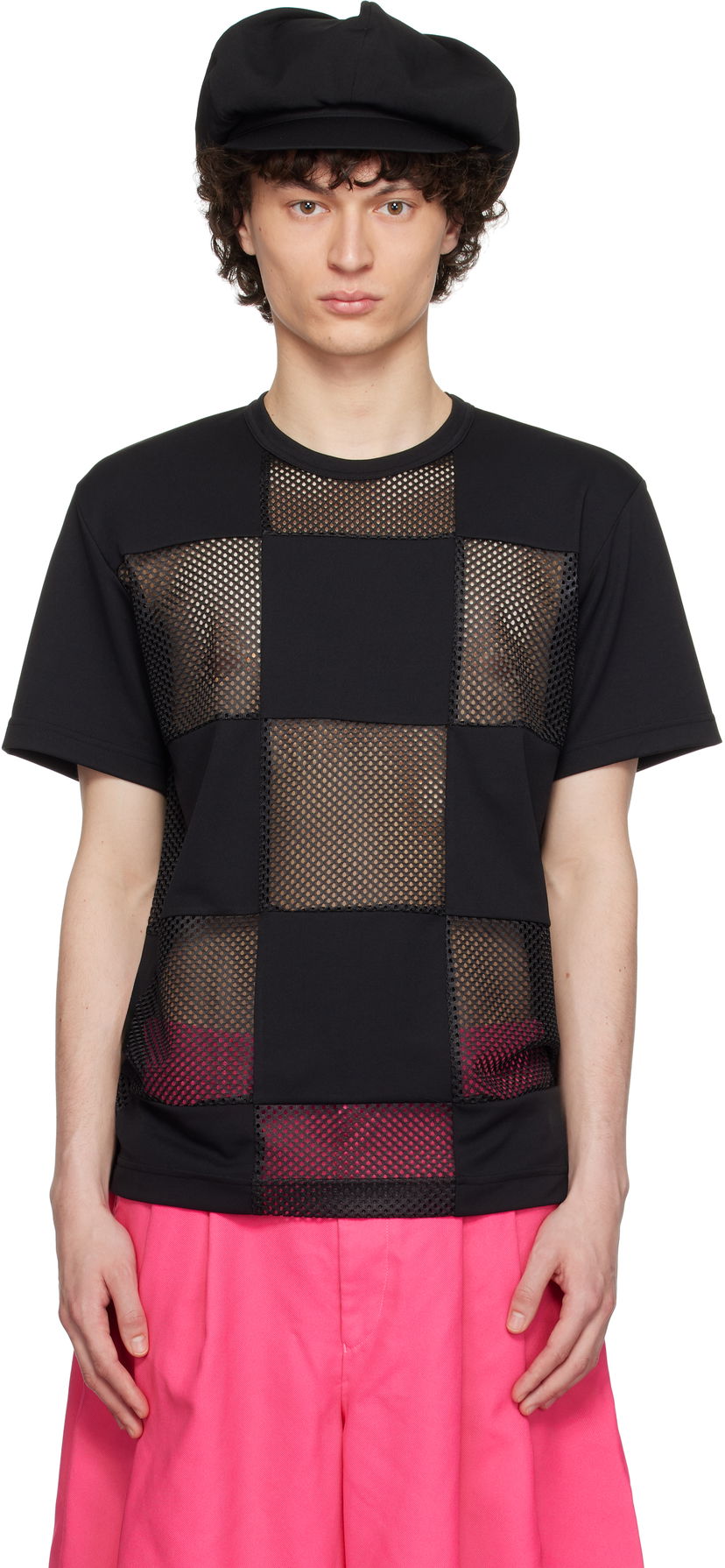T-shirt Comme des Garçons Homme Plus Piqué & Mesh Panel T-Shirt Sort | PO-T006-051