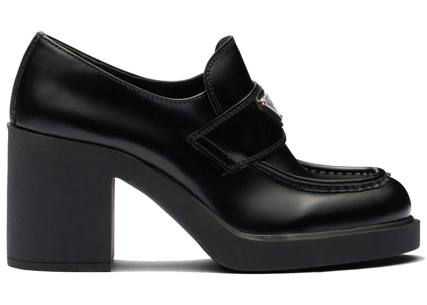 Sneakers og sko Prada Chocolate High-Heeled Brushed Leather 85mm Loafers Sort | 1D246M_055_F0002_F_085, 0