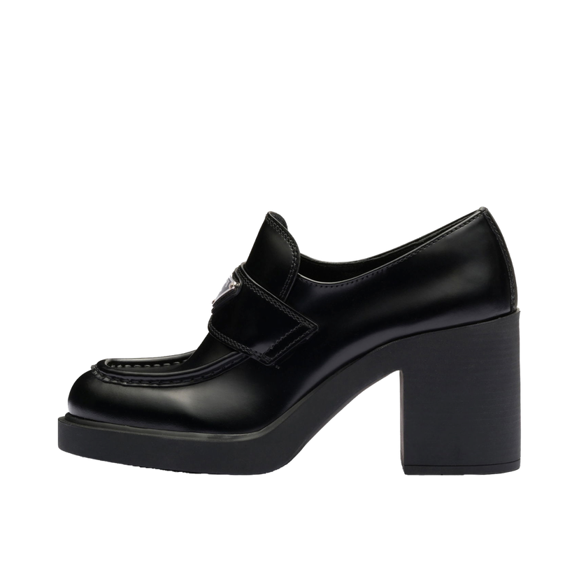 Sneakers og sko Prada Chocolate High-Heeled Brushed Leather 85mm Loafers Sort | 1D246M_055_F0002_F_085