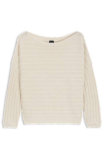 Sweater BOSS Knitted Sweater with Mixed Structures Beige | 50543049