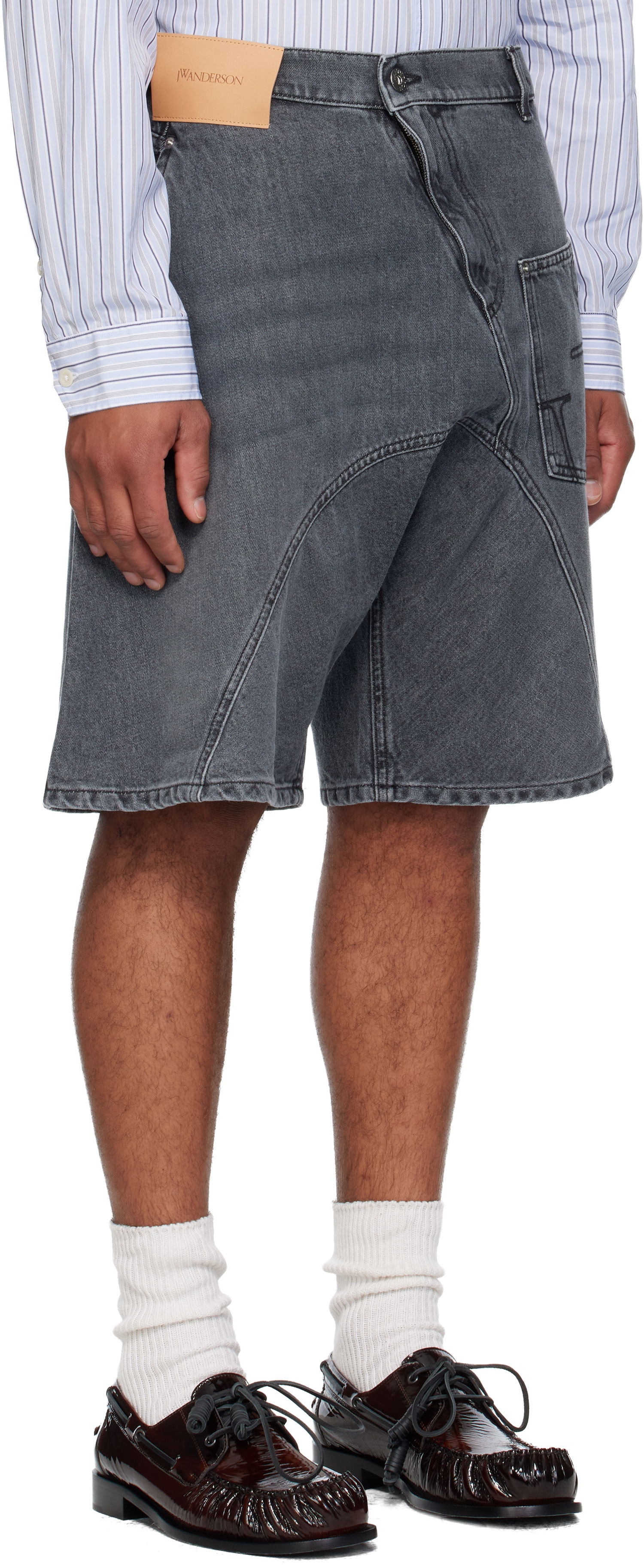Shorts JW Anderson Twisted Workwear Denim Shorts Grå | DT0123-PG1745, 1