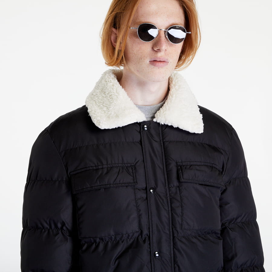 Puffer jakke Urban Classics Sherpa Collar Padded Shirt Jacket Sort | TB5536 black, 1