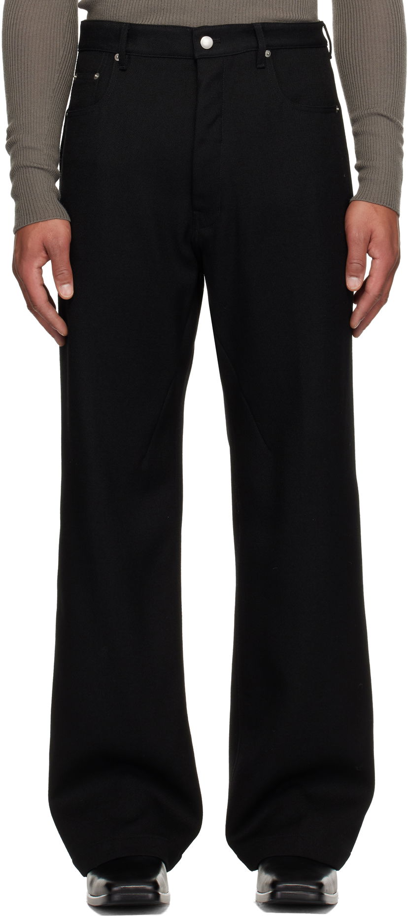 Bukser Rick Owens Concordians Geth Wide-leg Twill Trousers Sort | RU02E1333 WD