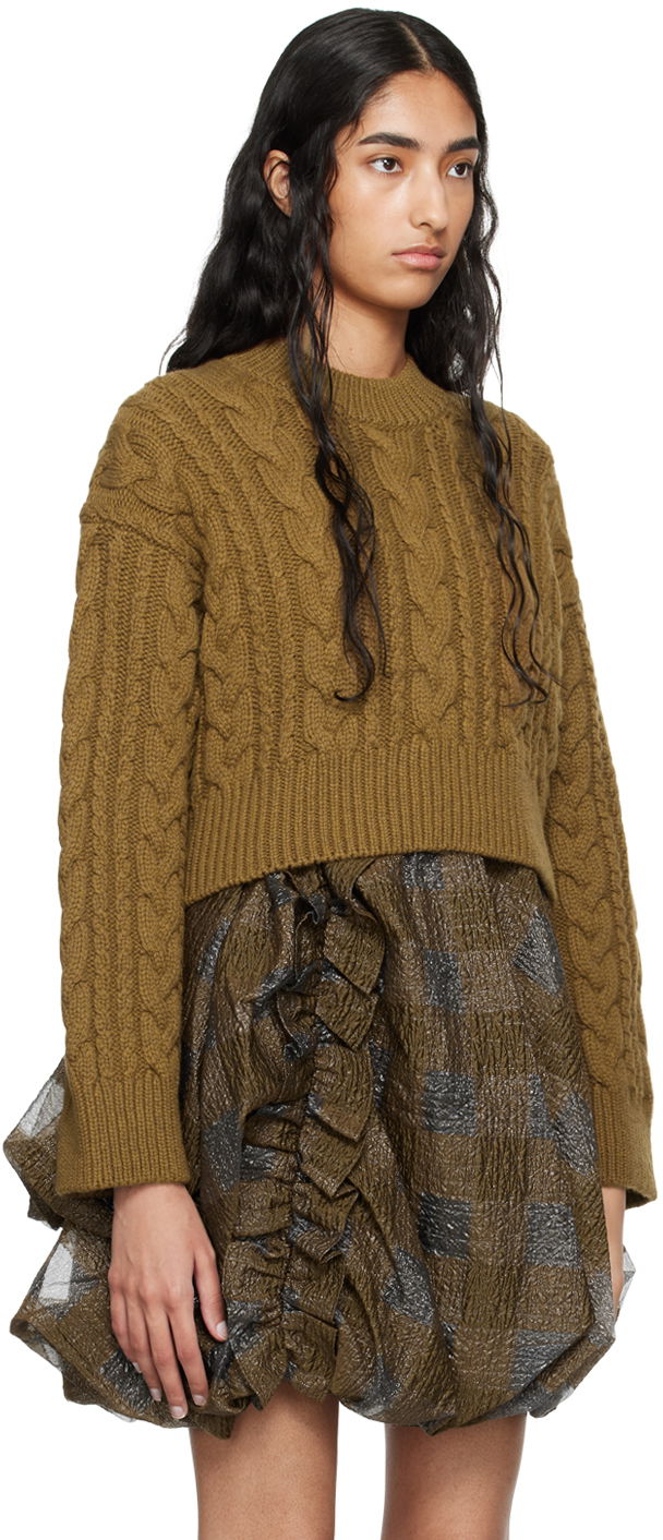 Sweater Cecilie Bahnsen Vibeke Cropped Cable Knit Sweater Grøn | 2.24KNI51004 VIBEKE JUMPER, 1