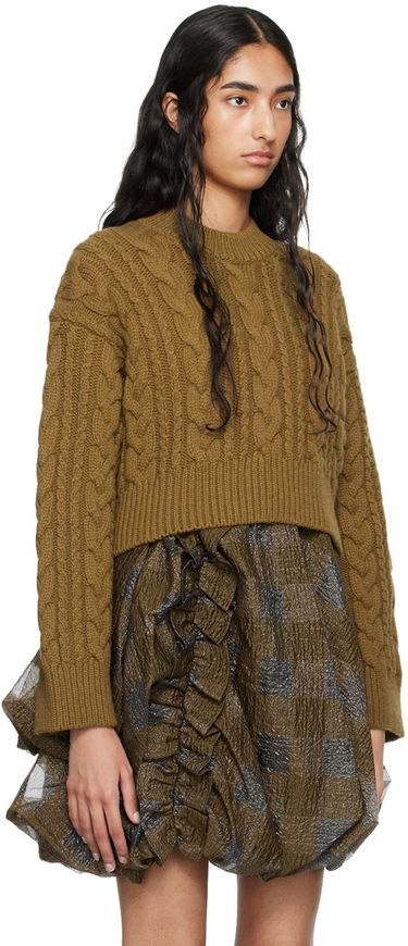 Sweater Cecilie Bahnsen Vibeke Cropped Cable Knit Sweater Grøn | 2.24KNI51004 VIBEKE JUMPER, 1