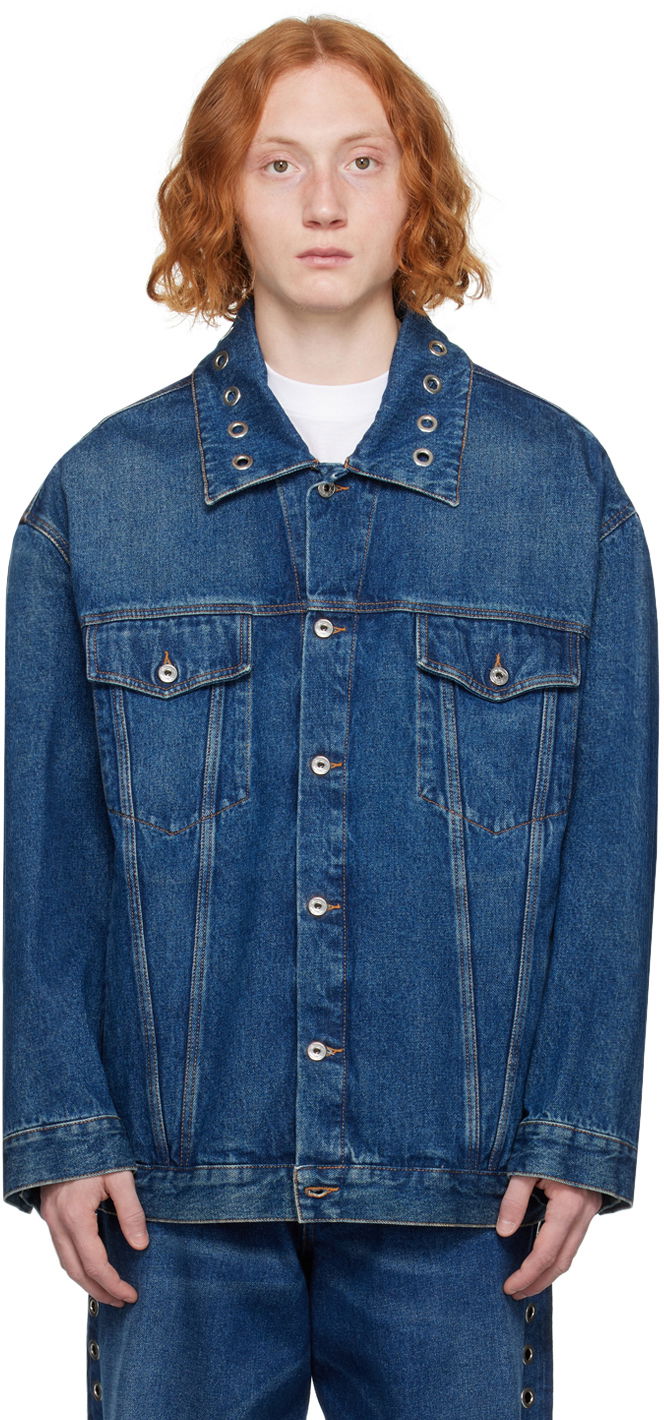 Jakke Off-White Eyelet Denim Jacket Blå | OMYE090F23DEN0074400