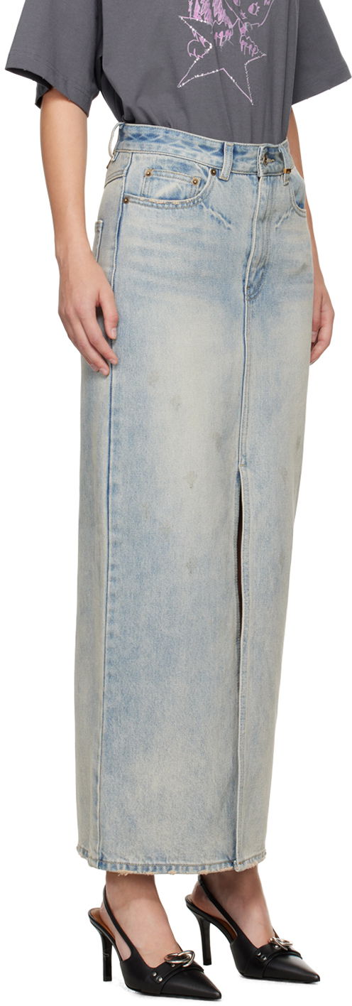 Nederdel We11done We11done Washed Denim Maxi Skirt Blå | WD-DS2-24-373-W-SK, 1