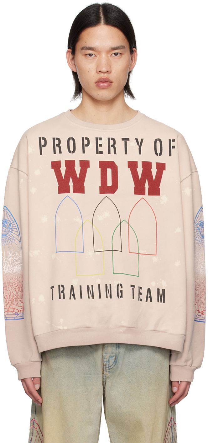 Sweatshirt Who Decides War Oversized Graphic Crewneck 'Training Team' Sweatshirt Beige | 1110460033SS24, 0