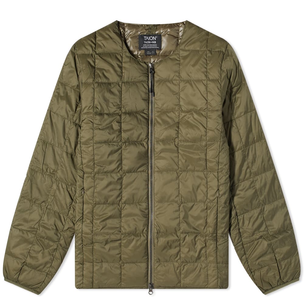 Jakke TAION Crew Neck Zip Down Jacket Grøn | TAION-104WZ -OLV, 0