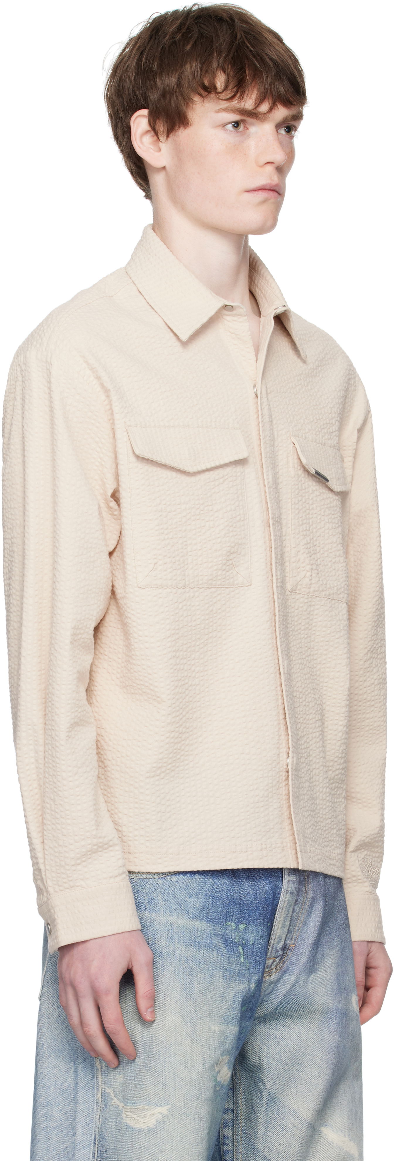 Skjorte Represent Clo Represent Textured Long Sleeve Shirt Beige | MLM100312, 1