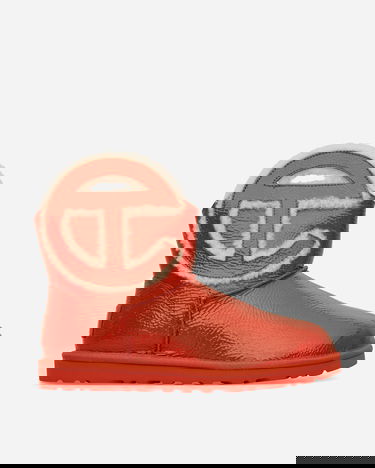 Sneakers og sko UGG Telfar Logo Mini Crinkle Leather Boots Spicy Pumpkin Rød | 1155790 SYP, 1