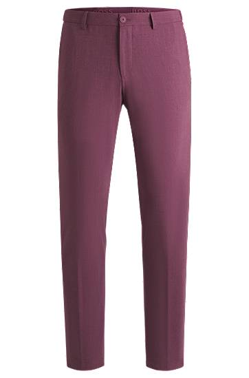 Bukser BOSS Slim-Fit Micro-Patterned Stretch Suit Trousers Lilla | 50535040