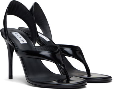 Sneakers og sko Alaïa ALAÏA Heeled Thong Sandals Sort | AA3S122CK301, 3