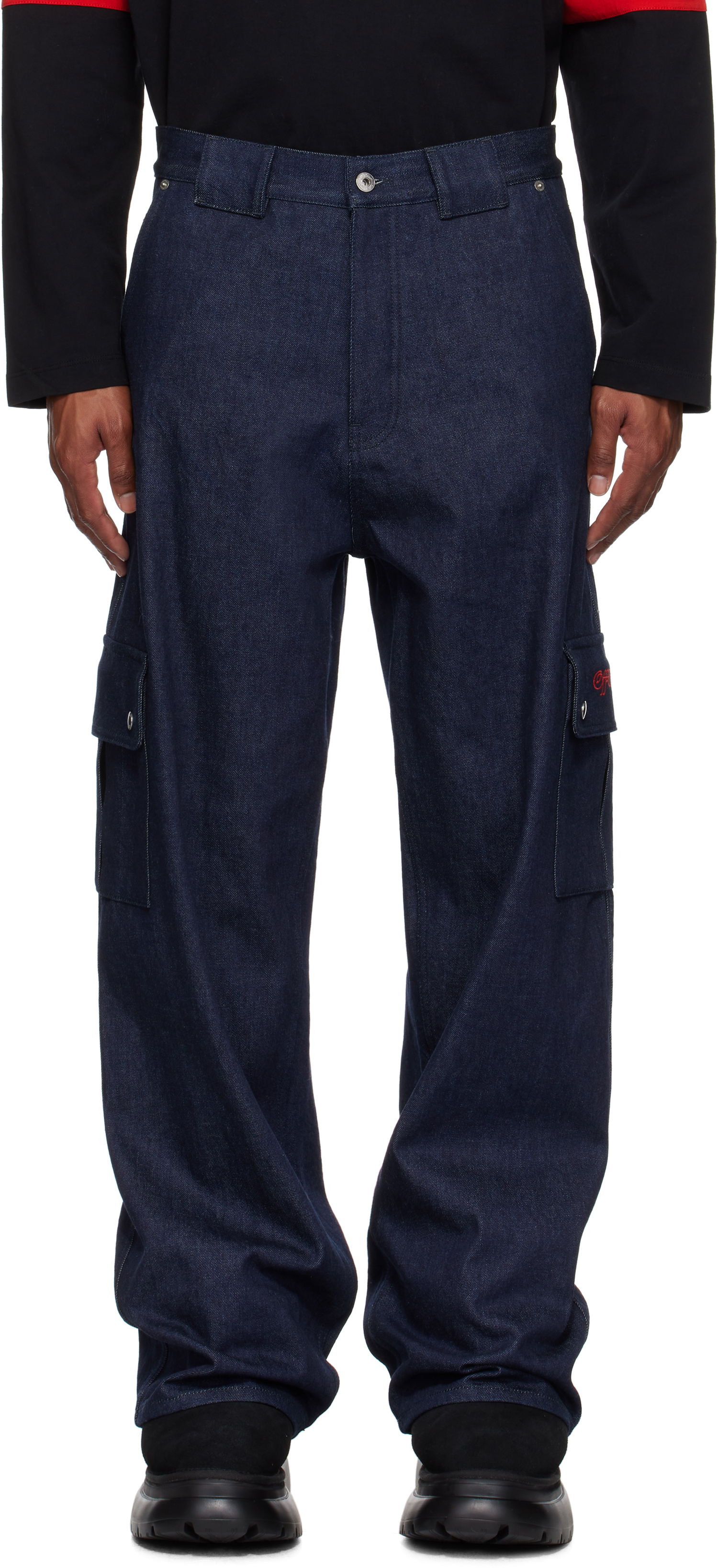 Cargo bukser Off-White Script Raw Denim Cargo Pants Blå | OMYA18FF24DEN0014225, 0