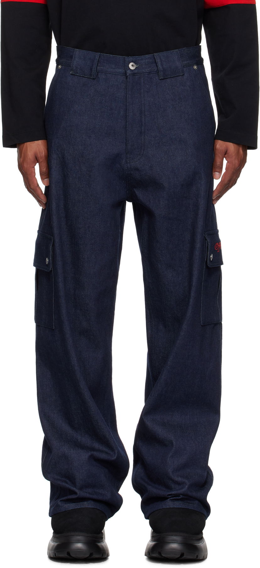 Cargo bukser Off-White Script Raw Denim Cargo Pants Blå | OMYA18FF24DEN0014225