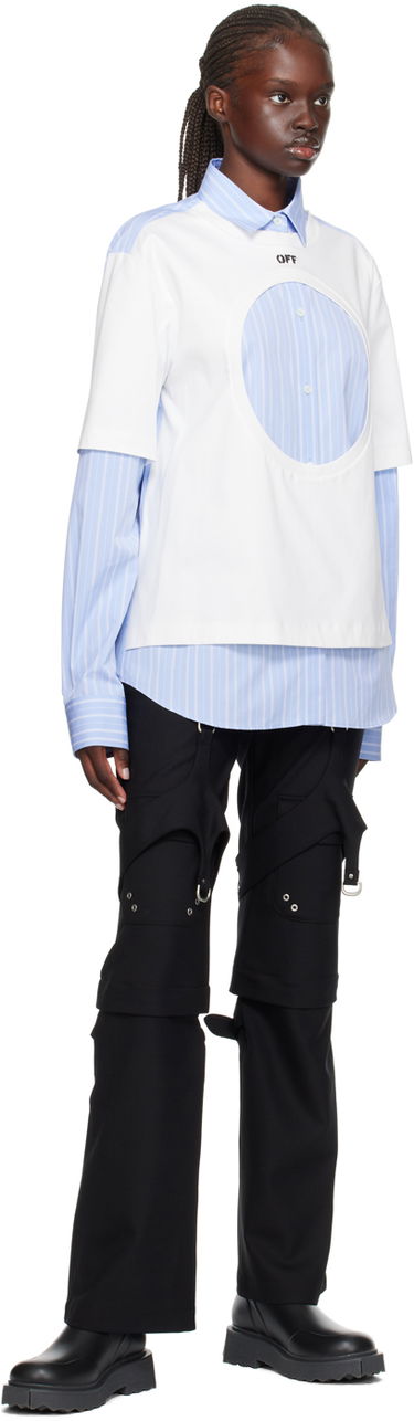 Skjorte Off-White Off-White Meteor Layered Shirt Hvid | OWGE012F23FAB0010140, 3