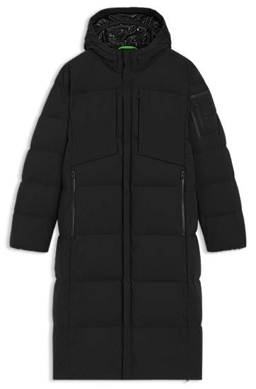 Puffer jakke BOSS Long-length Down Water-Repellent Stretch Fabric Jacket Sort | 50543972