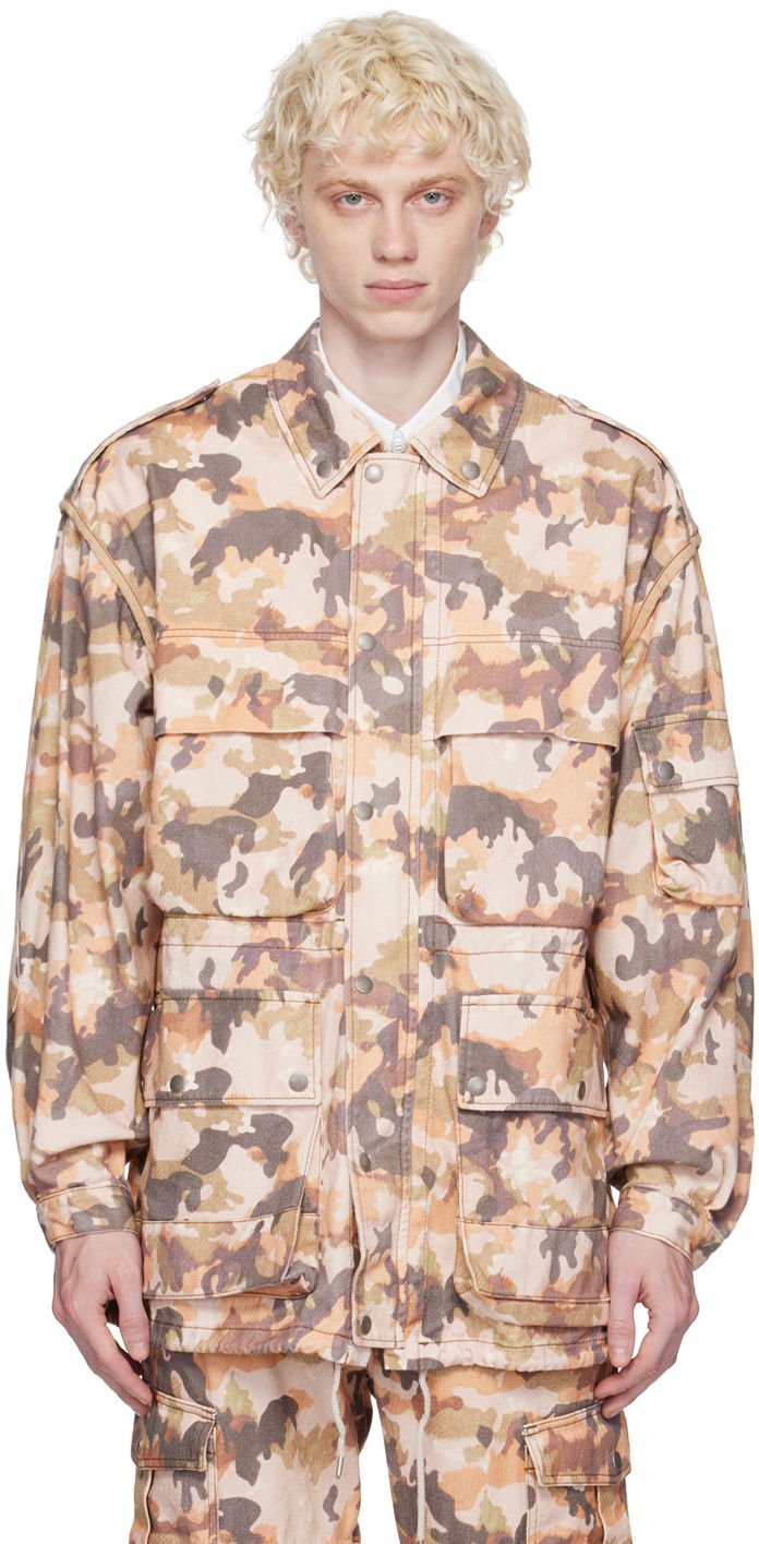 Jakke ISABEL MARANT Camouflage Print Cotton Jacket Beige | 23EVE0104HA-A2G04H
