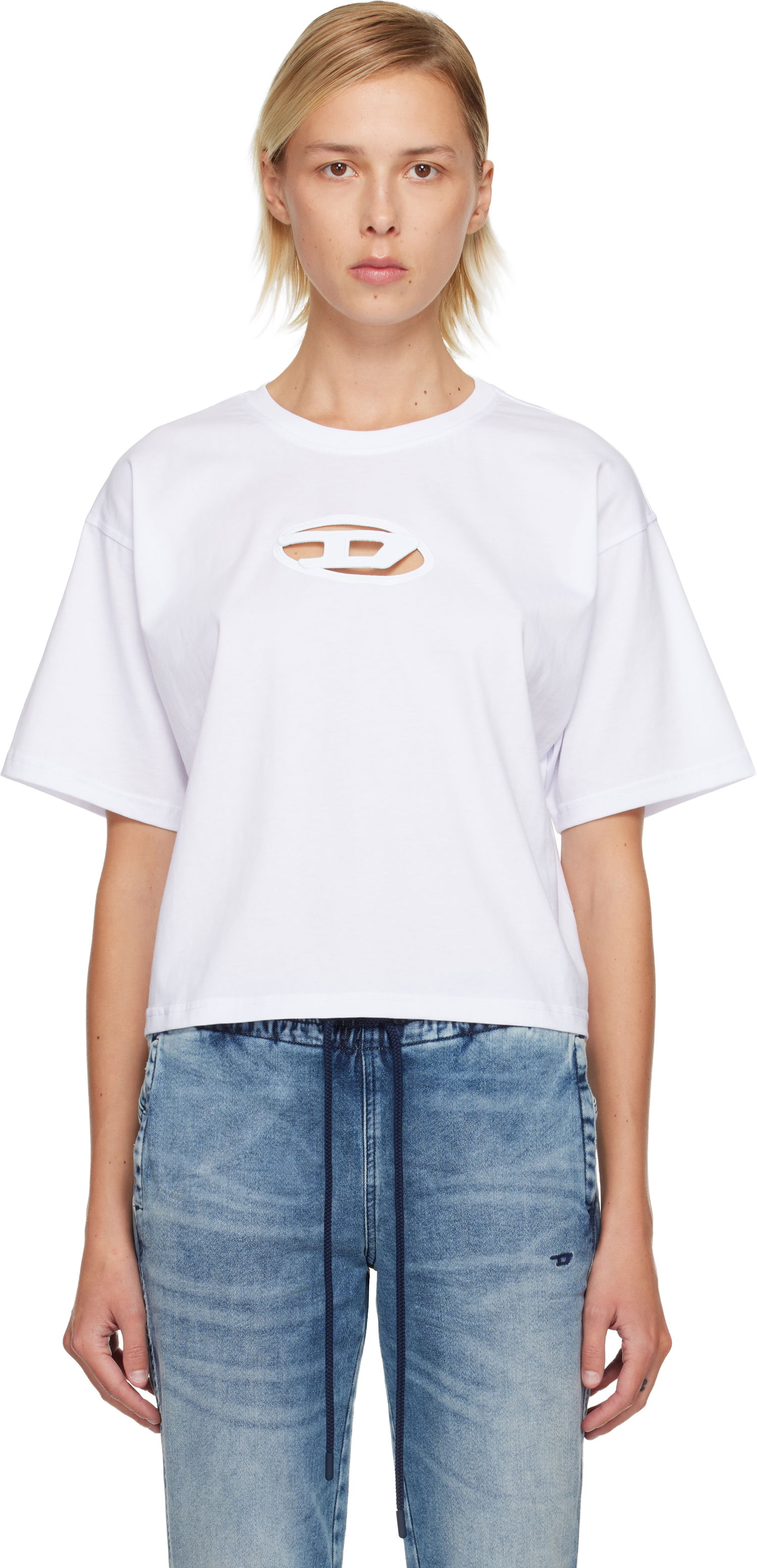 Crop top Diesel Cropped Cut-out Logo T-shirt T-Buxt-Crop-Od Hvid | A15096 0NIAX, 0