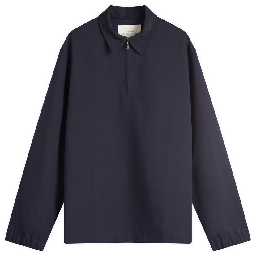 Skjorte Studio Nicholson Studio Nicholson Half Placket Zip Shirt Mørkeblå | JOSSSNM-1323-DKN