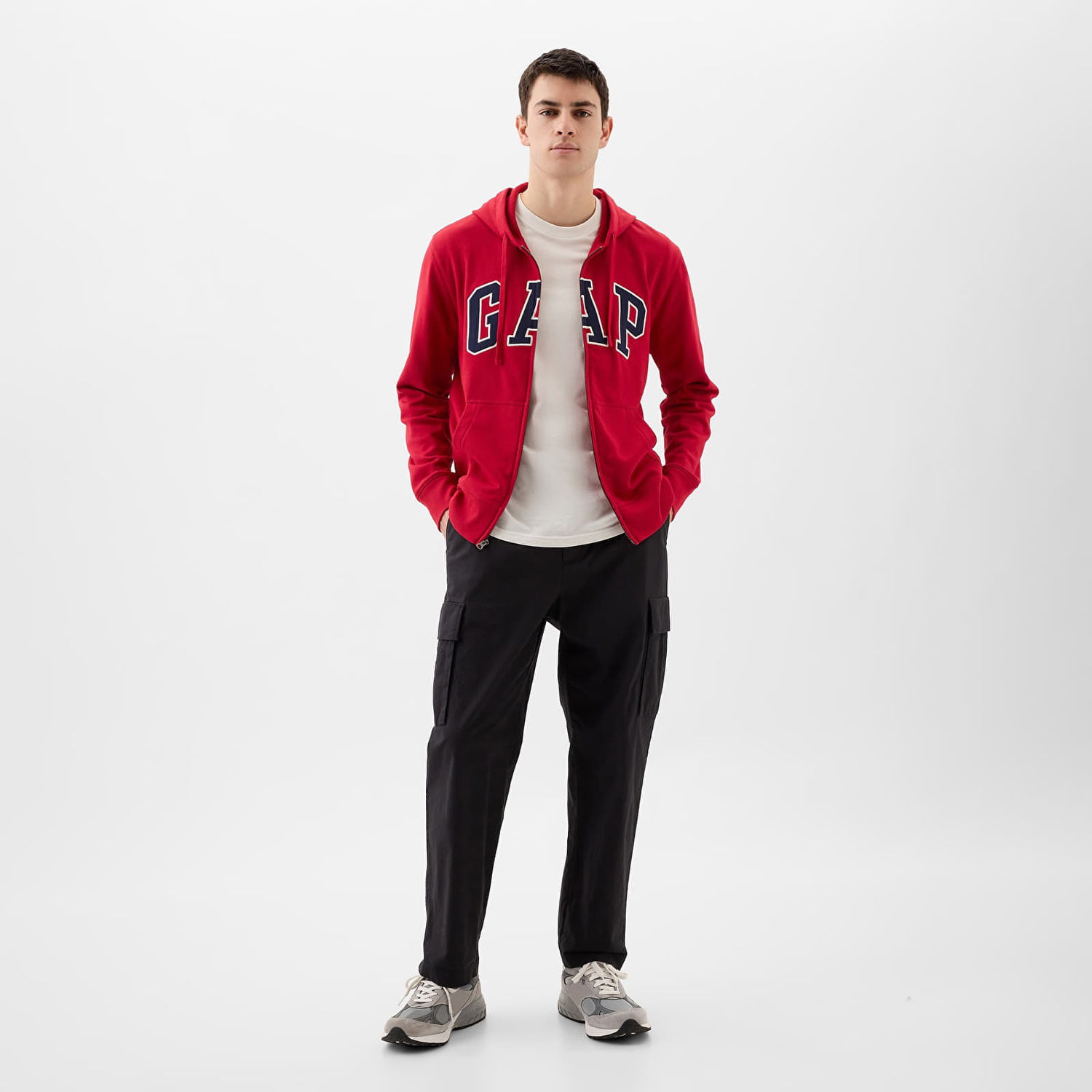 Sweatshirt GAP French Terry Fullzip Logo Hoodie Lasalle Red Rød | 868454-03, 1