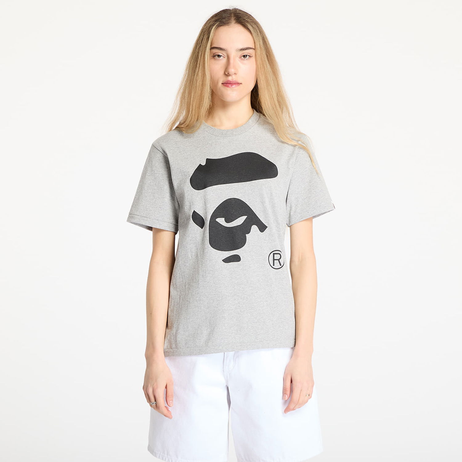 T-shirt BAPE A BATHING APE Ape Face T-Shirt Grå | 001TEL301003MGRA, 0