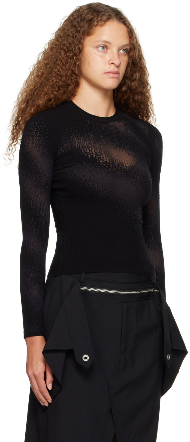 Sweater Dion Lee Dion Lee Burn Out Long Sleeve T-Shirt Sort | C7201P23, 1