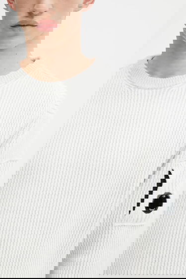 Sweater C.P. Company Ribbed Wool Blend Crew Neck Sweater Hvid | 19CMKN307A006170A, 3
