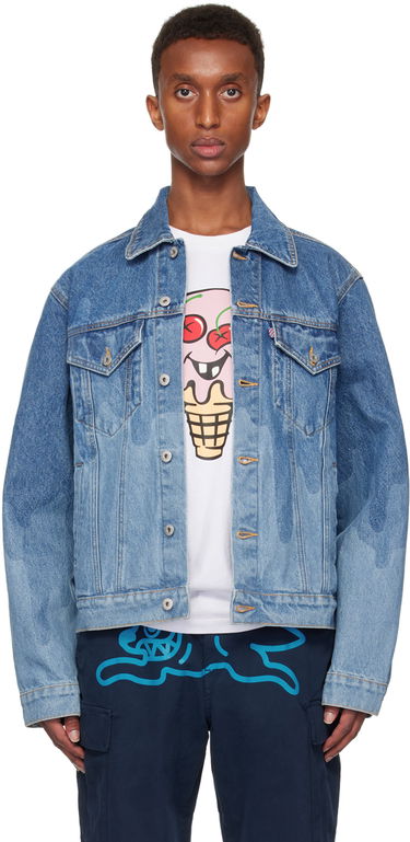 Jakke BBC IceCream ICECREAM Lazer Drip Trucker Denim Jacket Blå | IC24369, 0