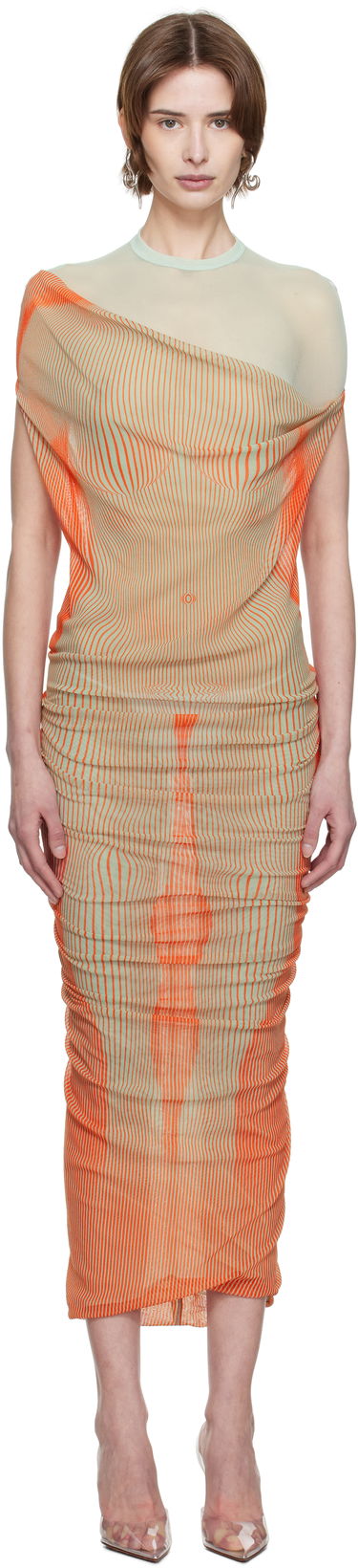 Kjole Jean Paul Gaultier Jean Paul Gaultier Draped Body Morphing Maxi Dress Orange | 25/33-F-RO380-T578-4216, 0