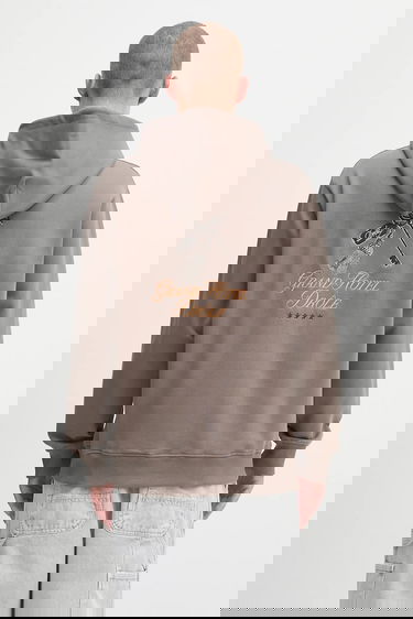 Sweatshirt Drôle de Monsieur Drôle de Monsieur Le Hoodie Grand Hotel Graphic Print Brun | H.HO184.CO127, 0
