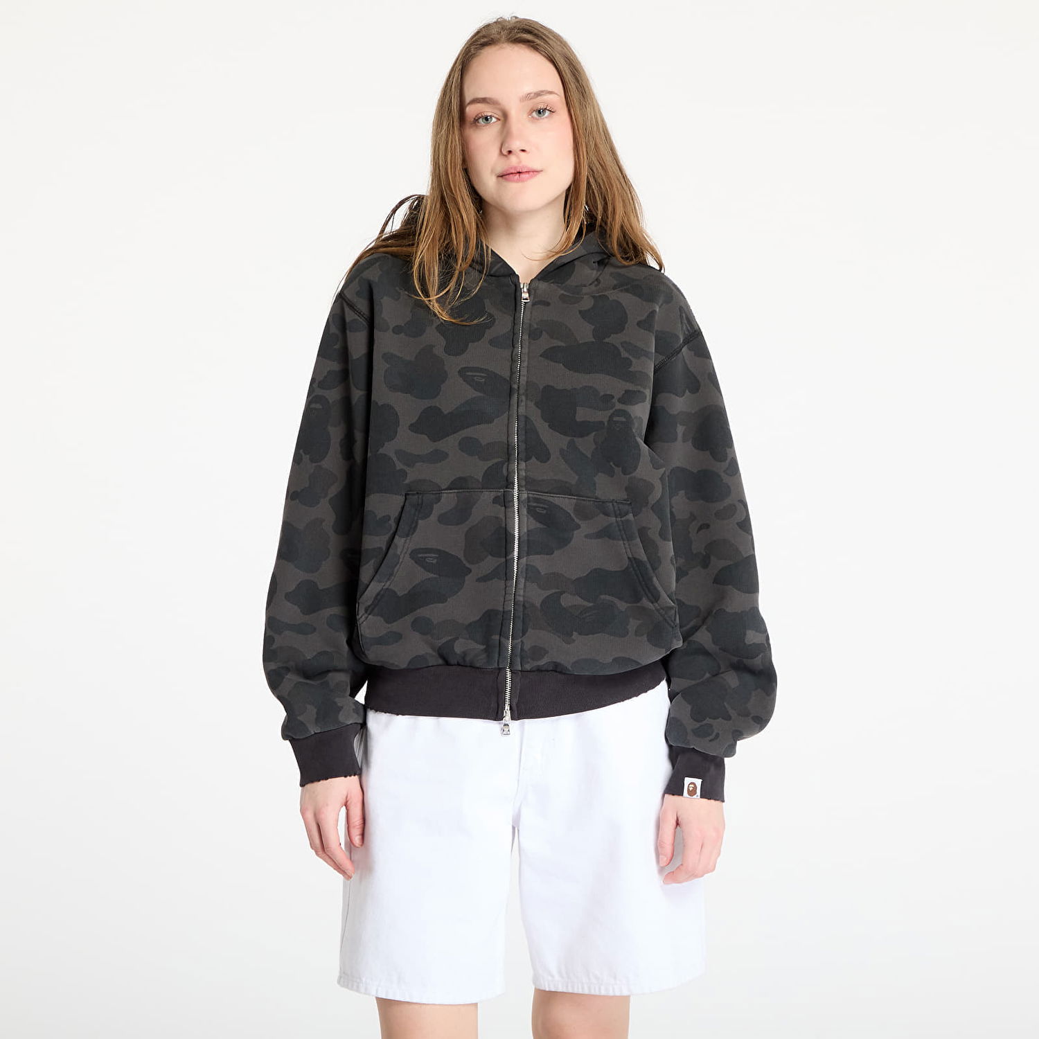 Sweatshirt BAPE A BATHING APE 1St Camo Heavy Wash Cropped Fit Zip Hoodie Grå | 001ZPL301308MBLK, 0
