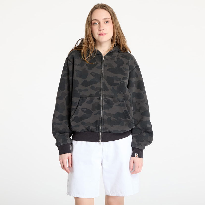 Sweatshirt BAPE A BATHING APE 1St Camo Heavy Wash Cropped Fit Zip Hoodie Grå | 001ZPL301308MBLK