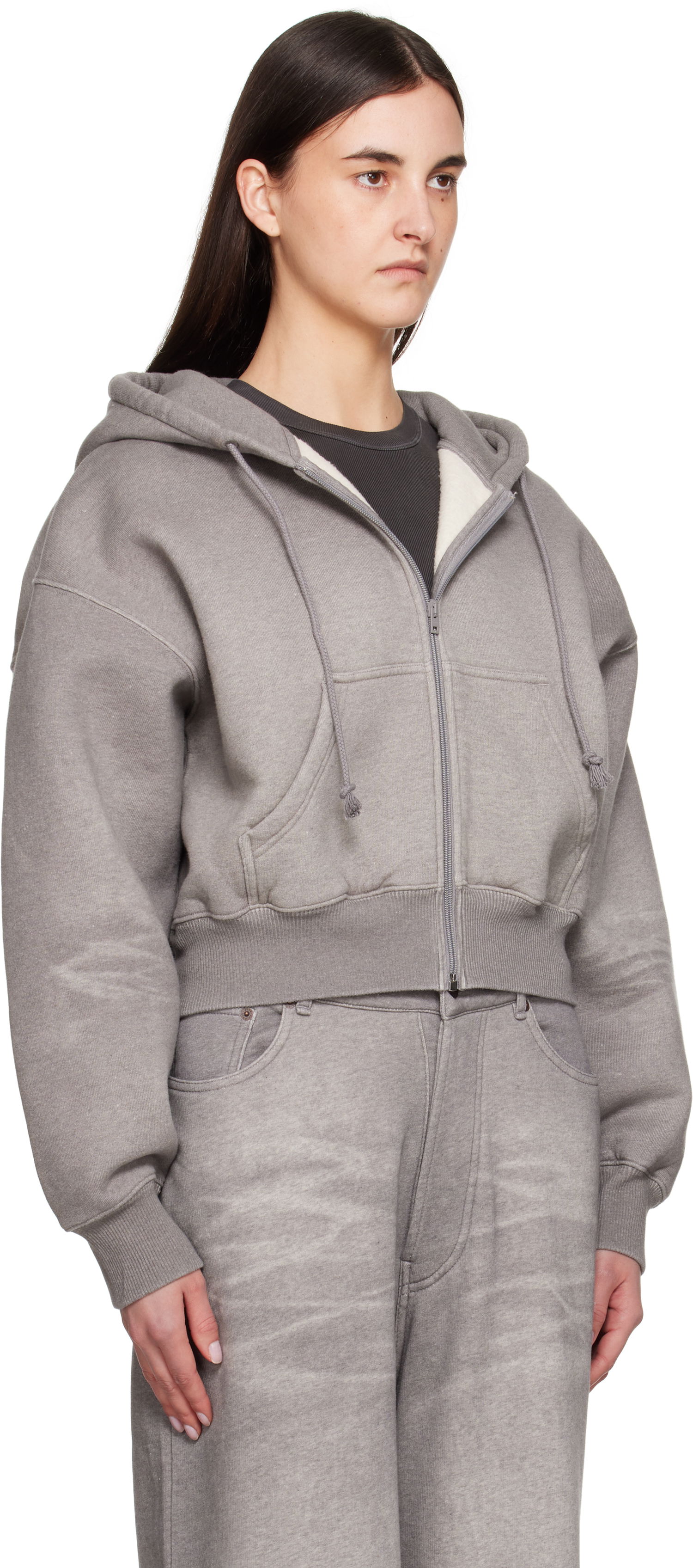 Sweatshirt Acne Studios Acne Studios Cropped Zip Hoodie Grå | AI0159-, 1