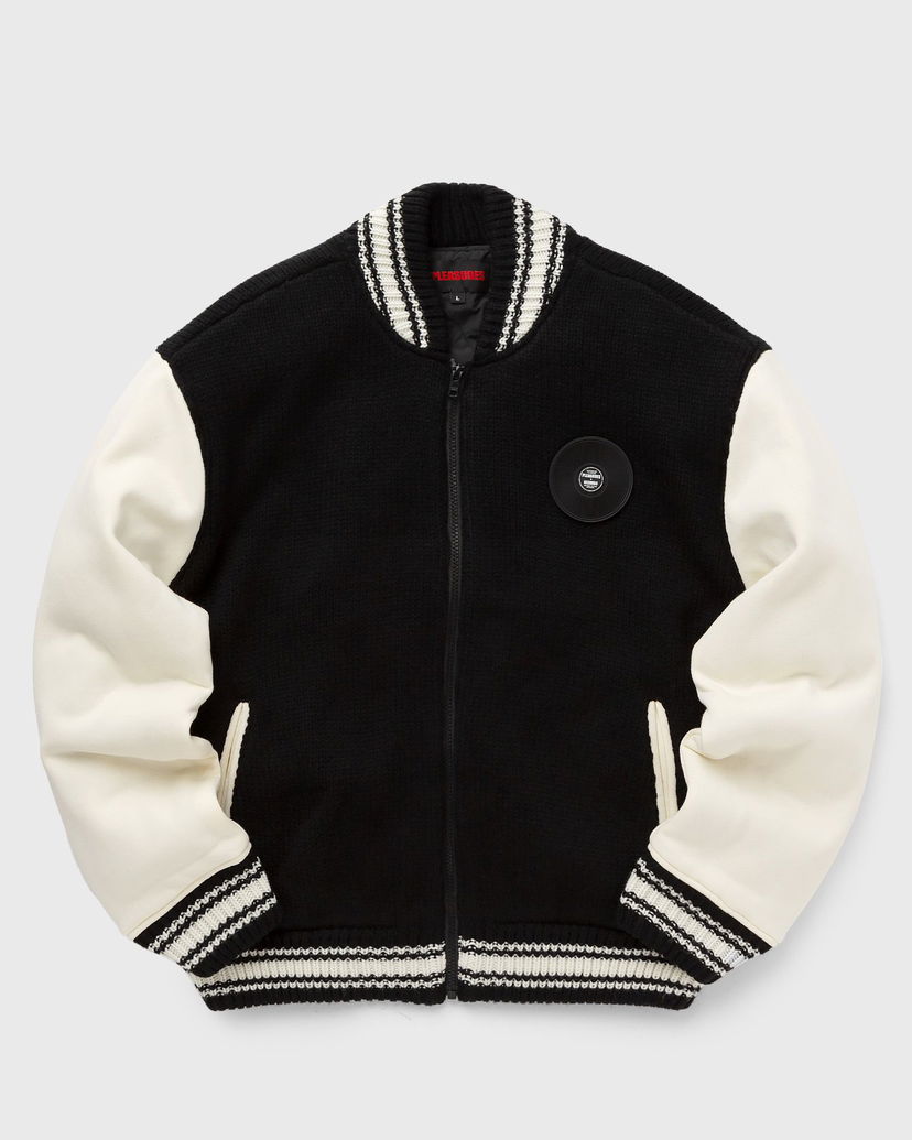 Bomberjakke Pleasures Smoke Knitted Varsity Jacket Sort | P23W035-BLACK