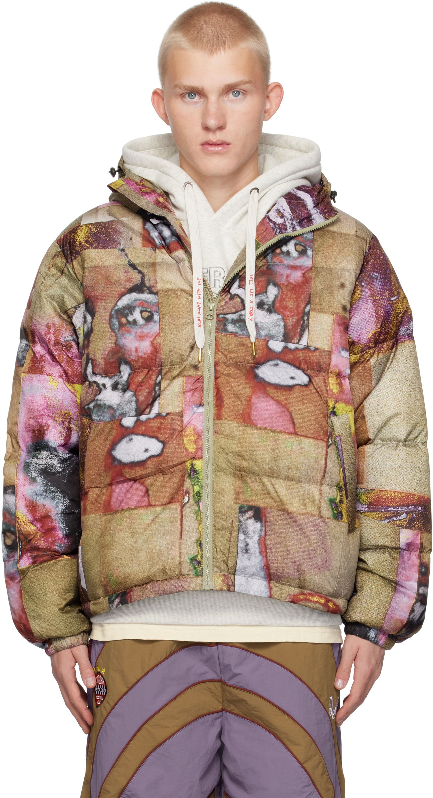 Puffer jakke KidSuper Faces Collage Printed Down Jacket Flerfarvet | AW24-OW-03, 0