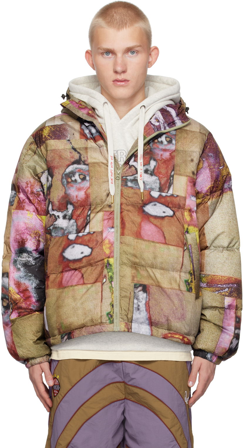 Puffer jakke KidSuper Faces Collage Printed Down Jacket Flerfarvet | AW24-OW-03