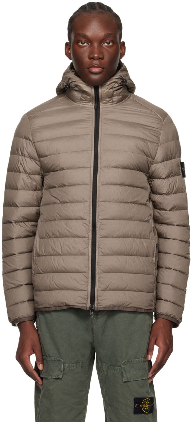Puffer jakke Stone Island Patch Down Jacket Brun | 801540124