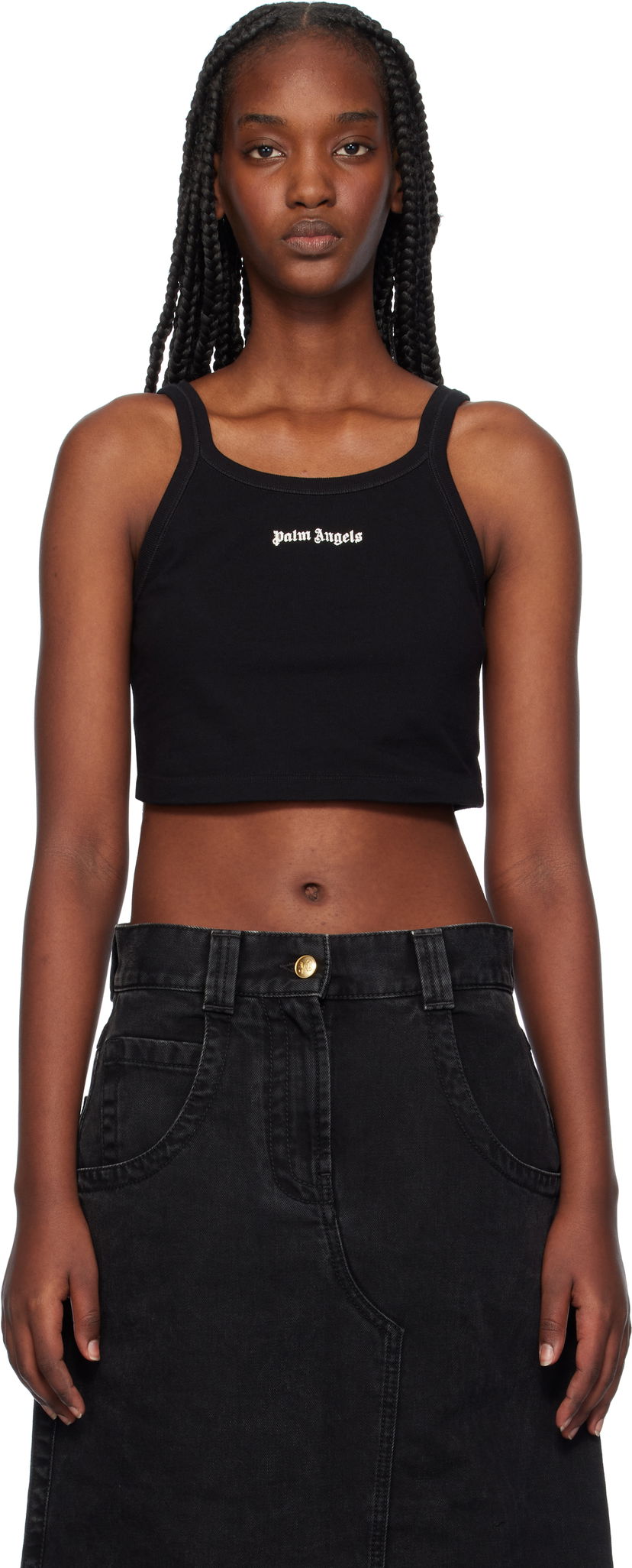 Tanktop Palm Angels Tank Top Logo Sort | PWAD060C99FAB0021003
