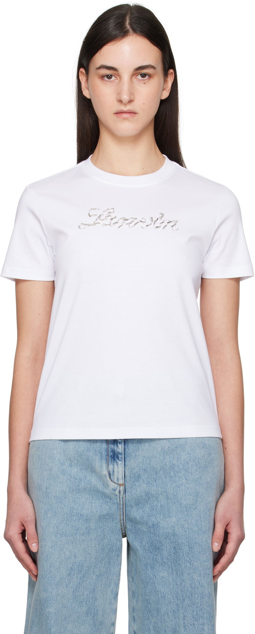 T-shirt LANVIN Lanvin Bead Embroidered T-Shirt Hvid | RW-TS9030-J176-P25