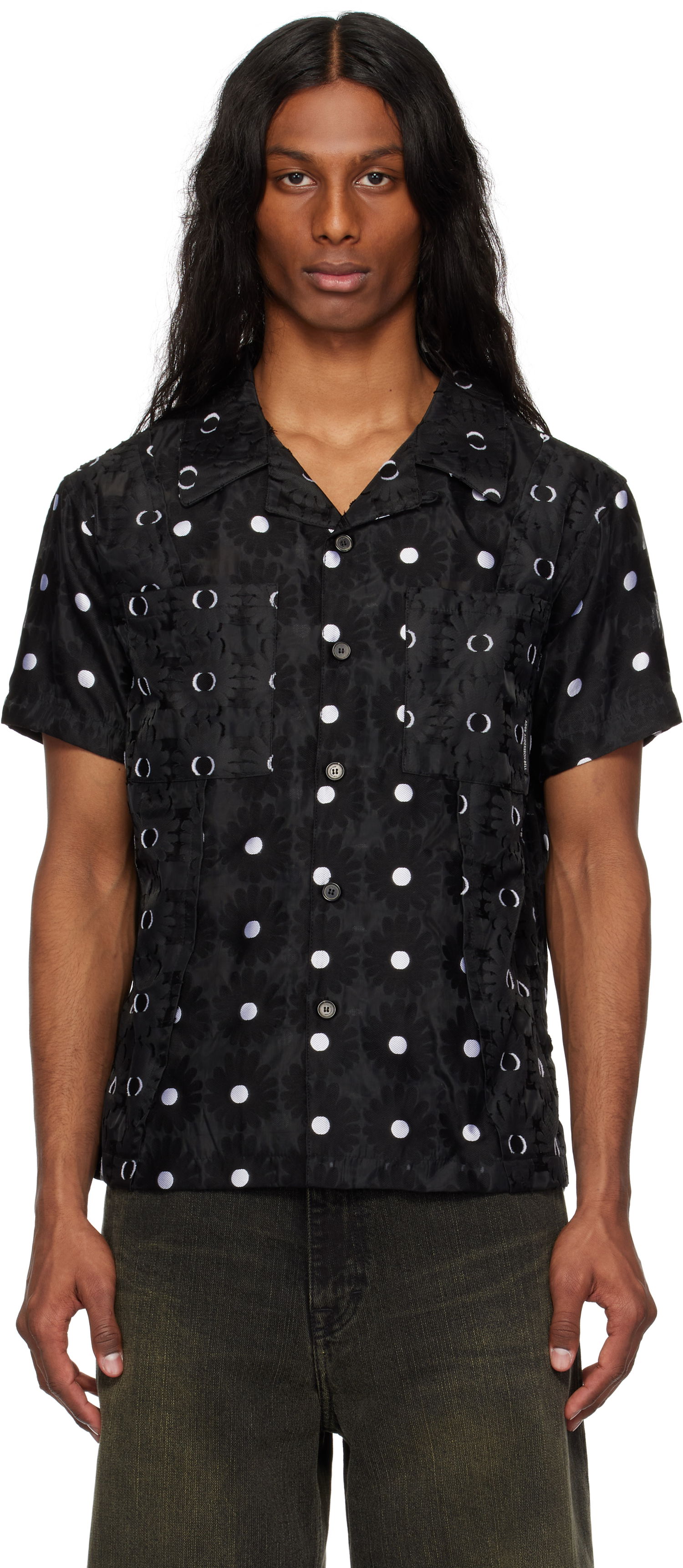 Skjorte Andersson Bell Andersson Bell Half Sheer Flower Shirt Sort | atb1276m, 0